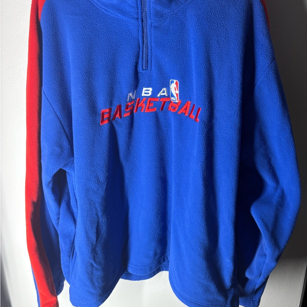 Size Large - Adidas NBA Logo Quarter Zip Fleece Pullover